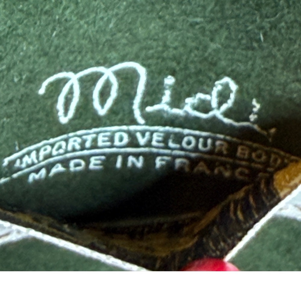 Vintage Trebor Original Green Velour Pillbox Hat France Miel Velvet Leaves 50s - Picture 7 of 10